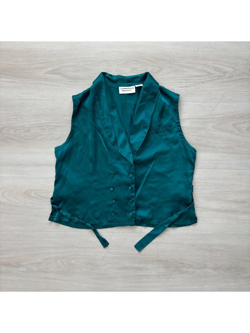 VTG Victoria's Secret 100% Silk Pajama Medium Teal Vest Shorts Lingerie Bridal